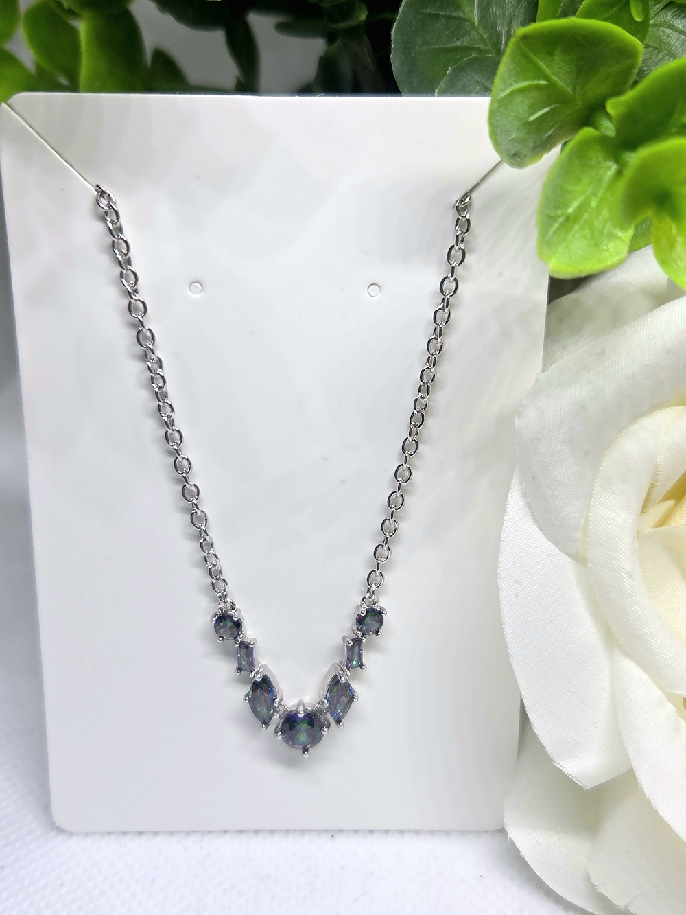 BP Silver-Tone Alexandrite Teardrop Necklace